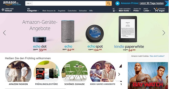 Nhận order hàng từ Đức trên Amazon